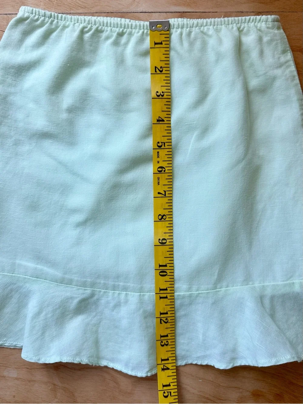 Vintage Chabre Girls Size 6 Mint Green Linen Cotton Ruffle Skirt Made in USA